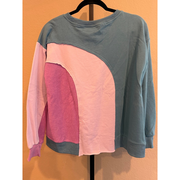 Easel 100% Cotton Color Block Sweatshirt in Multi Colors Size S - Picture 3 of 10